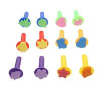TOBBOMEY 12pcs Kids DIY Foam Paint Art Craft Stampers Colourful Rubbing Seal Stamps Reusable Scrapbook Stamper for Children 14 Random Color
