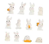 TOBBOMEY 12pcs Miniature Bunny Figurines Indoor Micro Landscape Decors Cute Rabbit Ornaments for Garden Adornment and Tabletop Decoration