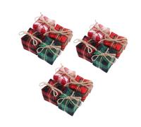 TOBBOMEY 12Pcs Miniature Xmas Doll House Gift Boxes Small Tiny Hanging Pendant Decorations in Blue Green Red White Red Black Green for Holiday Party Table Tree and Accents