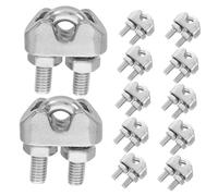 TOBBOMEY 12pcs Stainless Steel Wire Rope Clips Thread U-bolt Cable Clamps Weatherproof for Outdoor Tent Clothesline Electric Wire Securing and Easy Install