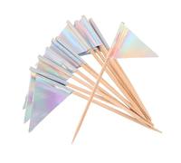 TOBBOMEY 12pcs Triangle Toothpick Flags for Cake Decoration Cocktail Picks Flag Ornaments for Snacks Fruit Platters Appetizers Drinks Stylish Party Food Picks