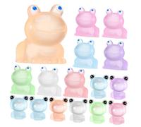 TOBBOMEY 16 Pcs Glow Dark Mini Resin Frogs Bulk Miniature Animal Decor for Fairy Gardens Desks Dollhouses Small Figurines with Colorful Soft Night Glow
