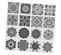 TOBBOMEY 16pcs Mandala Painting Stencils Pet Tile Templates for Wall Floor DIY Reusable Hollow Geometric Craft Patterns Home Decor Painting