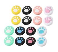 TOBBOMEY 16pcs Silicone Joystick Thumb Grip Caps with Cute Cat Paw Design for Game Console Controllers, 3d Joystick Covers, Anti-slip Protective Caps for Gaming Fingers