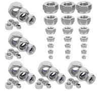 TOBBOMEY 180Pcs Stainless Steel Lock Nut Assortment Kit M3 M4 M5 M6 M8 M10 M12 Hexagonal Self-Locking Metric Nuts for DIY Electronics Repair and Industrial Fastening