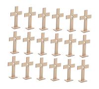 TOBBOMEY 18pcs Wooden Crosses with Stable Base for Easter Baptism First Communion Crafts Portable Faithful Table Decor Ornaments for Christian Church Celebrations