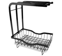 TOBBOMEY 1pcs Sink Sponge Draining Holder Kitchen Sponge Drying Rack 12.6x4.7x3.1inch Metal Ventilated Practical Black over Sink Shelf for Kitchen Table Storing Cleaning Utensils