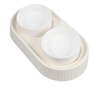 TOBBOMEY 1set Elevated Cat Water and Food Bowl Pet Feeder Anti-spill Design for Cats and Dogs Easy to Clean and Break Resistant Roman Column Style