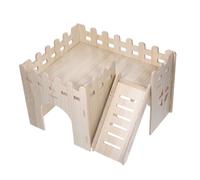 TOBBOMEY 1set Wooden Guinea Pig Hideout with Stairs Spacious Solid Hamster House for Small Pets and Rat Shelter and Secure Pet Retreat