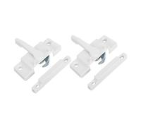TOBBOMEY 2 Pair Window Locks for Sliding Tilt Windows Sash Locks with Screws Left-Right Fit for Plastic Steel Doors White Side Design Secure Closure for Horizontal Vertical Frames