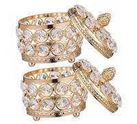 TOBBOMEY 2 Pcs Crystal Mirrored Jewelry Boxes with Shiny Crystals for Rings Earrings Necklaces Storage Delicate Small Elegant Table Organizers for Women