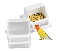 TOBBOMEY 2 pcs Plastic Bird Feeders Hanging Parrot Food Boxes Bite-resistant Design Viewing Window for Cage Pets