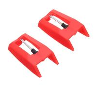 TOBBOMEY 2 Pieces Red Stylus Needles for Vinyl Record Player Turntable Phonograph Replacement Tips Compatible Classic Record Players and Home Audio Systems
