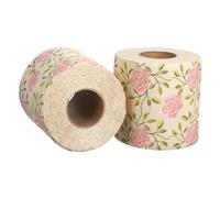 TOBBOMEY 2 Rolls Rose Printed Per Pack Floral Design for Bathroom Kitchen Use Creative Toilet Paper Kit