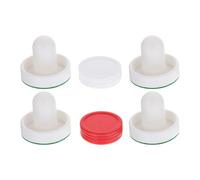TOBBOMEY 2 Sets Air Hockey Pushers and Felt Pads Replacement Kit with 51mm Red and White Plastic Pucks for Table Game Accessories