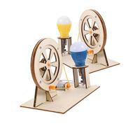 TOBBOMEY 2 Sets DIY Hand Crank Generator Portable Manual Electricity Generator Kit for Stem Science Learning with Material and Light Bulb Creative Educational Power Supply Random Color