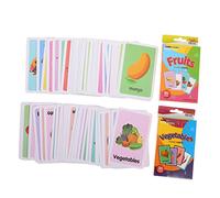 TOBBOMEY 2 Sets Flash Cards Picture Word Cards for Early Learning Speech Therapy Materials Educational for Fruits Vegetables