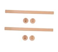TOBBOMEY 2 Sets Heavy Duty Solid Wood Clothes Rail with Stable Flange Mounting Wooden Closet Hanging Rods for Wardrobe Organization Scratch-resistant Beech Poles with Secure Base Supports