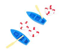 TOBBOMEY 2 Sets Miniature Beach Scene Ornament Kit DIY Fairy Garden Prop with Mini Boat and Lifebuoy for Wedding Birthday Christmas Party Decor and Home Gardening Art