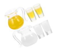 TOBBOMEY 2 sets Miniature Milk Jug and Orange Juice Pitcher Set for Dollhouse Kitchen Realistic Glass Drinkware Collection Decorative and Compact Doll House Supplies for Living Room and