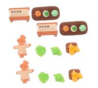 TOBBOMEY 2 Sets Realistic Miniature Farm Accessories with Dollhouse Landscape Tools Cabbage and Wheat Stalk Decorations Scarecrow and Radish Figurines for Micro Garden Scenes and DIY Rural