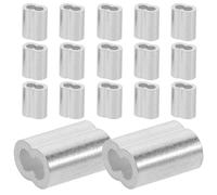 TOBBOMEY 200pcs Aluminum Double-hole Crimping Loop Sleeves Cable Clamp Wire Rope Ferrules for Heavy-duty Construction Hoisting Weather-resistant Steel Cable Connectors