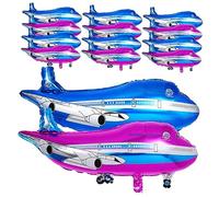 TOBBOMEY 20pcs Airplane Foil Balloons Party Decorations Blue Aluminum Material Birthday Celebration Centerpieces for Weddings Graduations