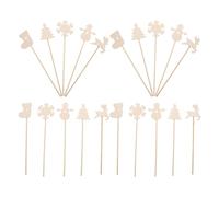 TOBBOMEY 20pcs DIY Wooden Fairy Wands for Christmas Craft with Snowman Reindeer Snowflake Stocking Shapes Lightweight Sanded Princess Sticks for Holiday Dress Up and Creative Painting