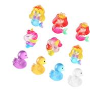 TOBBOMEY 20pcs Mermaid and Duck Miniature Figurines Resin Fairy Garden Duck Decor for DIY Micro Landscape Aquarium Ornaments Charming Colorful Resin Charms