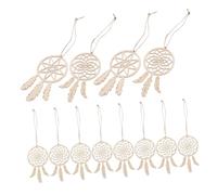 TOBBOMEY 20pcs Wooden Dream Catcher Hanging Decoration Crafts DIY Wood Craft Supplies Wooden Dream Catchers Cutouts Christmas Tree Hanging Decorations Mini Decorative Beige