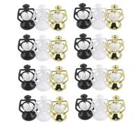 TOBBOMEY 24pcs Christmas Mini Lantern Ornaments Set, Black White Gold Decorative Xmas Desktop Lamps, Home Decor Tabletop Xmas Ornament for Dollhouse and Holiday Decoration