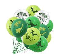 TOBBOMEY 24pcs Dinosaur Latex Balloons Set 12-inch Printed Birthday Balloons Roar White Deep Green Brachiosaurus Fruit Green Pterodactyl and Light Velociraptor for Party Decorations