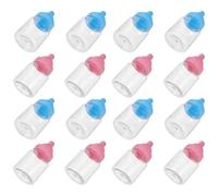 TOBBOMEY 24PCS Mini Milk Bottle Candy Containers Integrated Blue and Pink Caps - Fillable Shower Favor Bottles for Gender Reveal Party Supplies and Birthday Treats