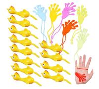 TOBBOMEY 24pcs Silicone Chicken Catapult and Stretchy Prank Hands Set for Party Favors Flexible Flick Flying Chickens for Birthday Games and Family Fun Indoor Outdoor