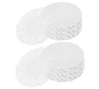 TOBBOMEY 280 Sheets Round Oil-Absorbent Paper Doilies with Decorative Lace Pattern for Baking Cakes Snacks Pizza Disposable Food Liners with High Oil Absorption and Elegant Presentation