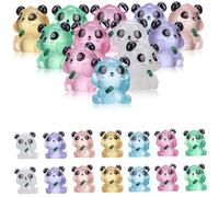 TOBBOMEY 28pcs Glow Dark Mini Panda Figurines Animal Miniatures for Micro Landscape Decor Cute Tiny Collectibles with Fine Detailing for Bedroom and Party Decorations