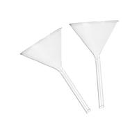 TOBBOMEY 2pcs 100mm Short Stem Glass Laboratory Triangle Funnels Scientific Filling Funnels for Powder and Liquid, Borosilicate Glass, Suitable for Kitchen and Lab Use