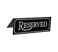 TOBBOMEY 2pcs Acrylic Reserved Table Signs with Black Frame Sturdy Modern Place Card Holders for Weddings Parties Restaurants and Hotel Seat Reservations Multipurpose Tent Cards for Event