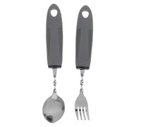 TOBBOMEY 2pcs Adaptive Stainless Steel Bendable Spoon and Fork Set for Elderly with Hand Tremors Self-Adjusting Handles for Stroke Therapy and Weak Grip Kitchen Utensils for Disabled Adults