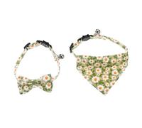 TOBBOMEY 2Pcs Adjustable Cat Bow Tie Collar with Breathable Triangle Scarf for Kitten Party Festival Photo Accessory Stitching and Cozy Fit for Charming Pet Appearance