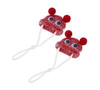 TOBBOMEY 2pcs Adjustable Knitted Mini Pet Hats for Small Animals Lightweight Breathable Crochet Caps for Hamsters Lizards Snakes Cute Handmade Headwear for Festive Events and Photo Props