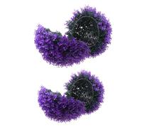 TOBBOMEY 2pcs Artificial Eucalyptus Topiary Balls Hanging Decor Realistic Plant Balls for Garden Ceiling Porch Indoor Outdoor Decoration Purple Blue Pendant Ornaments