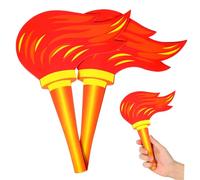 TOBBOMEY 2pcs Artificial Fire Torch Props Paperboard Torches for Sports Competitions Stage Performance Felt Material Flameless Decorations for Birthday Halloween Xmas Parties