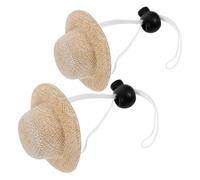 TOBBOMEY 2pcs Beige Hats Elastic Band, 3.2cm Inner Diameter Wear-resistant Dog and Cat Decorative Summer Farmer Caps for Small Puppies and Cats