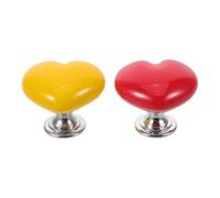 TOBBOMEY 2PCS Car Ignition Starter Cover, Heart Push to Start Button Decorative Protector, Universal Engine Start Button Cover for Auto Interior Decoration Red+Yellow