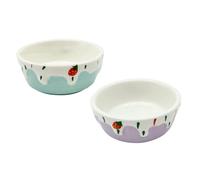 TOBBOMEY 2pcs Ceramic Pet Food Bowls for Small Pets Hamster Feeder Container with Smooth Surface Easy to Clean Compact Rodent Food Bowl for Water