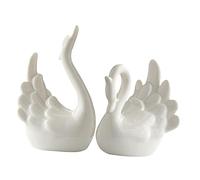 TOBBOMEY 2pcs Ceramic Swan Figurines Nordic Style Porcelain Swan Decoration for Home Living Room Office Wedding Tabletop Ornaments Elegant White Sculptures