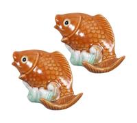 TOBBOMEY 2pcs Ceramic Toilet Bolt Covers with Porcelain Carp Design Decorative Screw Caps for Bathroom Accessories Fit Toilet Bolt Caps to Conceal Installation Marks and Enhance Decor