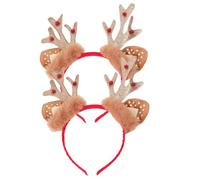 TOBBOMEY 2pcs Christmas Antler Hat Color for Christmas Headwear Big Indoor Antlers Costume Bands Xmas Deer Holiday Headband Large Woman Elf Horn Festive Hair Adult Elk Flannel Golden