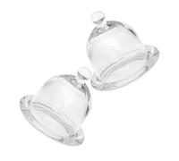TOBBOMEY 2Pcs Clear Glass Cake Plates with Dome Covers Elegant Mini Dessert Stands for Birthday Wedding Party Use Dust Base Easy Clean Display for Home and Restaurant